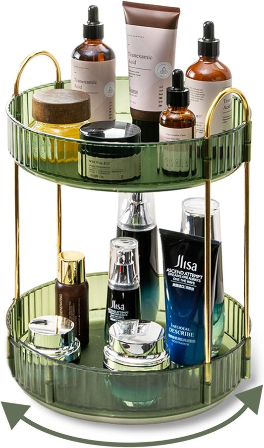 360 Rotating Makeup Organizer - 3-Size Spinning Cosmetic & Skincare Holder For Vanity Countertop 3 Colors
